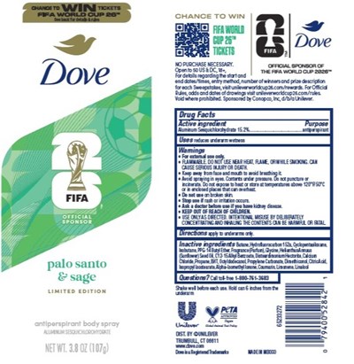 Label (Dove Fifa 26 Palo Santo And Sage Limited Edition Antiperspirant Body Spray   Label)